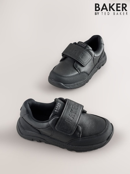 Black - Back To School Black Branded One Strap Touch Fastening Trainers