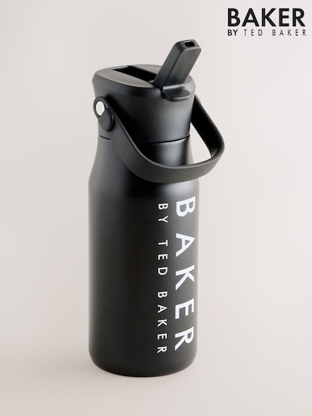 Black - Baker By Ted Baker Back To School Stainless Steel Water Bottle With Straw