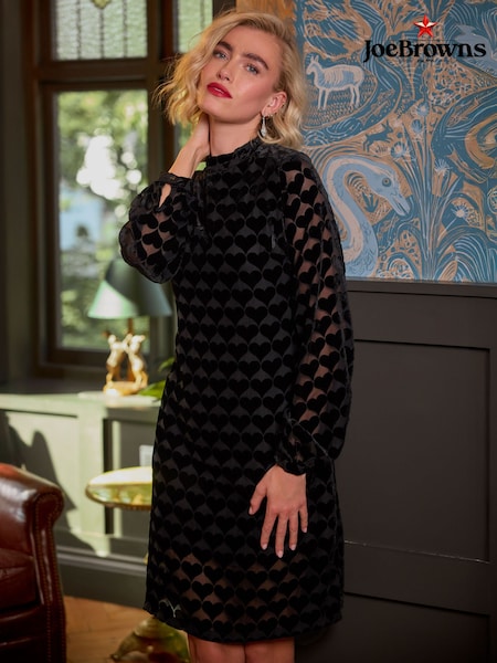 Joe Browns Black Devore Heart Velvet Dress (W11036) | €95