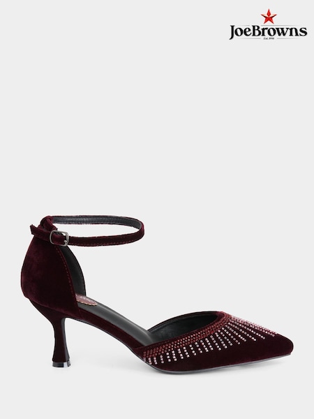 Joe Browns Red Velour Heel Beaded Shoes (W11048) | €99