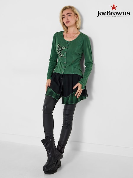 Joe Browns Green Floral Embroidered Winter Tunic (W11049) | €78