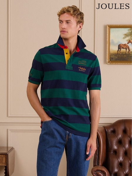 Green & Navy - Regular Joules Official Burghley Cotton Pique Polo Shirt