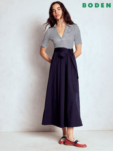 Boden Blue Collar Detail Mix Midi Dress (W11116) | €152