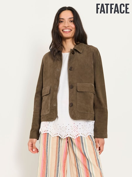 Chocolate Brown - Fatface Petite Suede Jacket