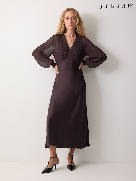 Jigsaw Purple Long Sleeve Bias Dress (W11211) | €298.50