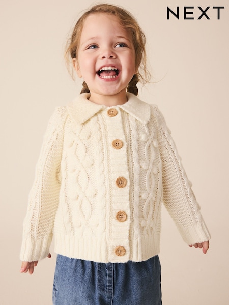 Ecru - Chunky Bobble Cardigan (3mths-10yrs)