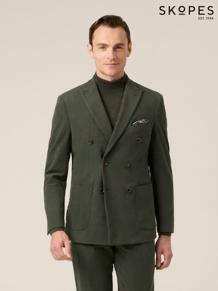 Skopes Green Double Breasted Dorsey Suit Tailored Fit Double Breasted Corduroy Jacket (W11380) | €178