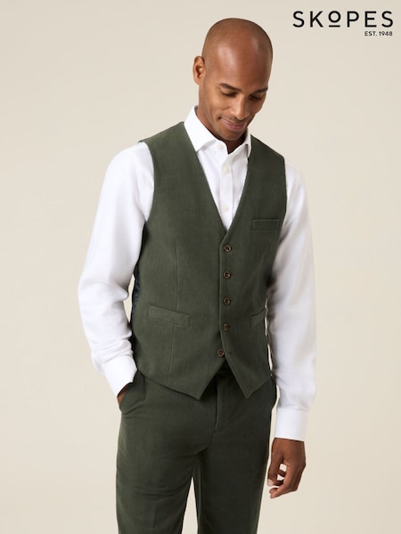 Skopes Green Dorsey Suit Corduroy Waistcoat (W11382) | €82