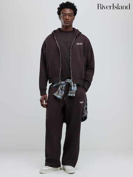 River Island Brown Essentials Wide Leg Joggers (W11650) | €47