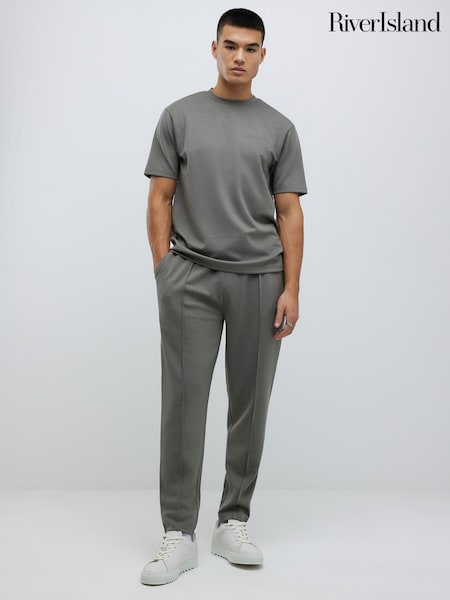 River Island Green Slim Fit Interlock Joggers (W11663) | R$ 285