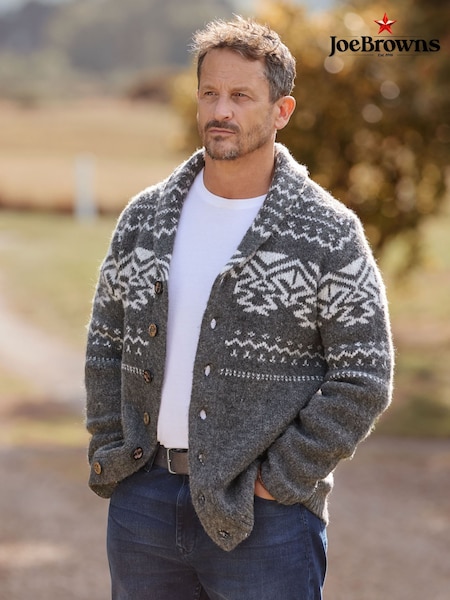 Joe Browns Grey Stylish Button-Up Cosy Knit Cardigan (W11932) | 297 QAR