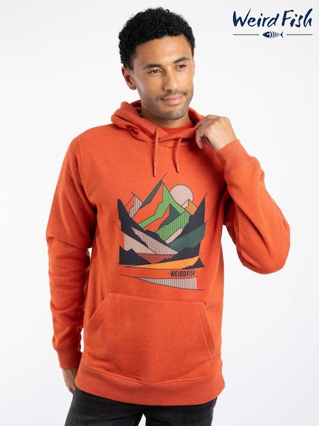 Weird Fish Orange Bryant  Front Print Graphic Popover Hoodie (W12047) | €78