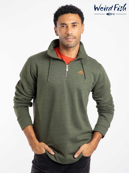 Verde - Weird Fish Brampton 1/4 Zip Sweatshirt (W12063) | 85 €