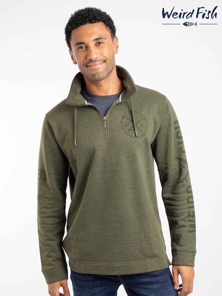 Verde - Weird Fish Oakville Graphic 1/4 Zip Sweatshirt (W12083) | R$ 545