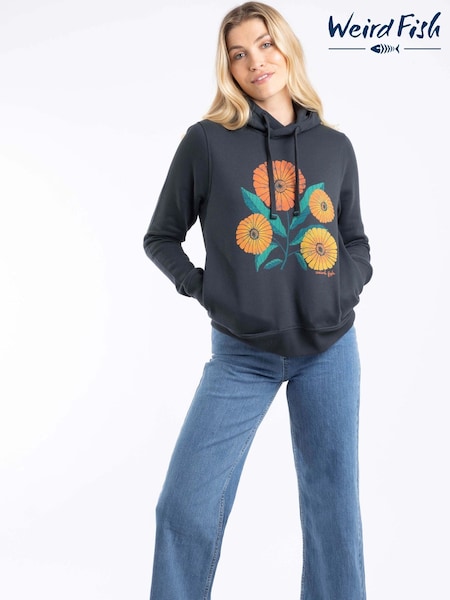 Weird Fish Blue Topaz Front Print Popover Hoodie (W12090) | €78
