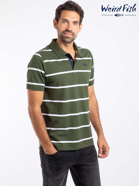 Verde - Weird Fish Fabian Striped Pique Polo Shirt (W12096) | 64 €