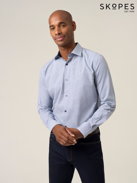 Skopes Blue Cotton Tailored Fit Circle Design Formal Shirt (W12120) | €46