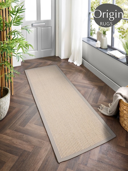 Origin Rugs Natural Sisal Boucle Soft Grey Border Runner (W12290) | €177