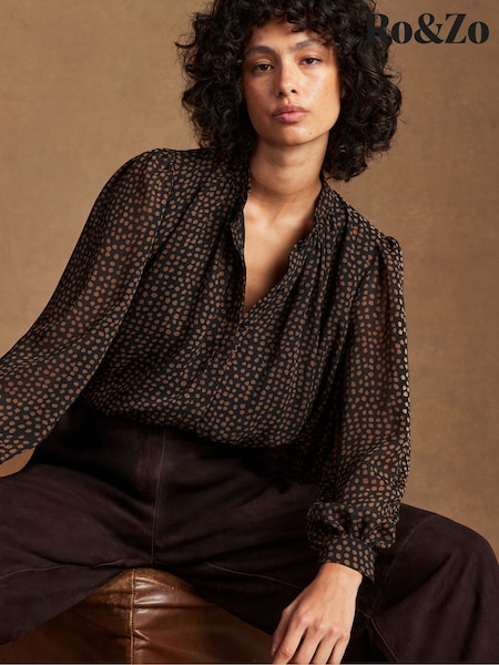 Ro&Zo Black Print Top (W12321) | 411 QAR