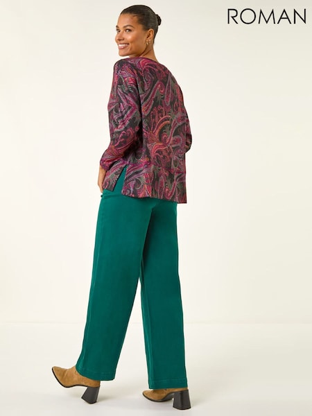Roman Red Paisley Print Snit Tunic Top (W12452) | €71