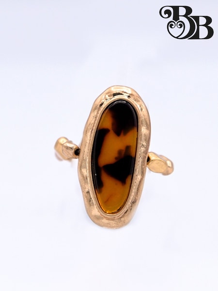 Bibi Bijoux Gold Tone Tortoise Shell Stretch Ring (W12674) | 78 QAR