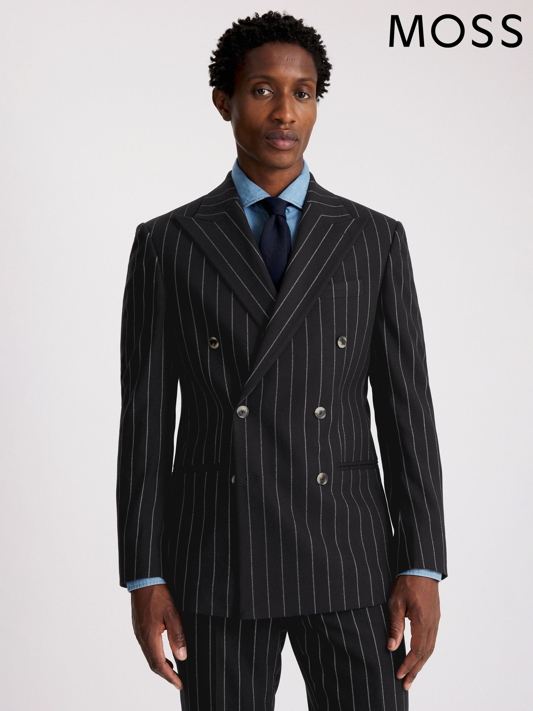 Buy Men's Suits Blue Double Breasted Stripe Online | Next Luxembourg