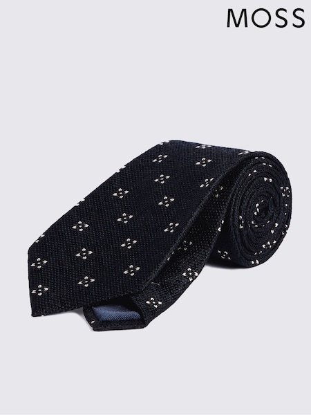 MOSS Blue Silk Texture Flower Tie (W12716) | €44
