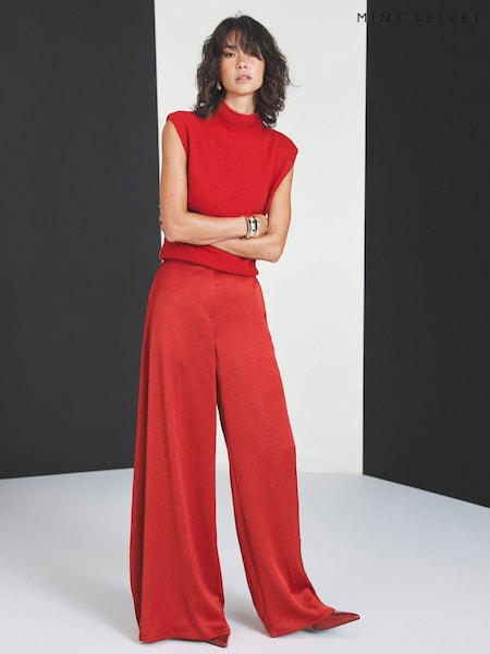 Mint Velvet Red Drape Detail Trousers (W12793) | €179