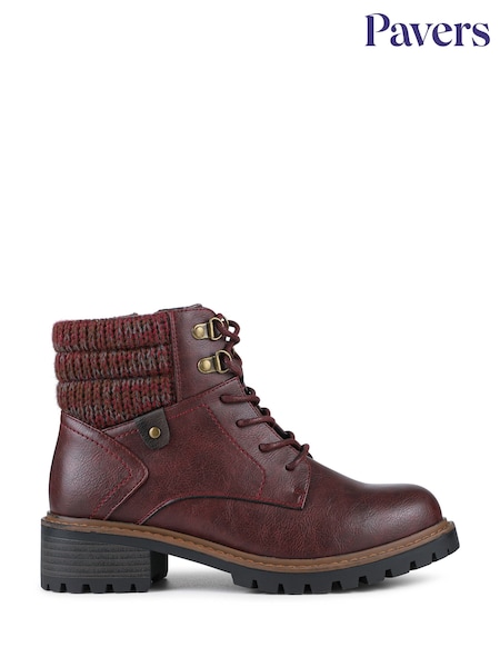Pavers Red Wide Fit Grippy Ankle Boots (W12876) | €68