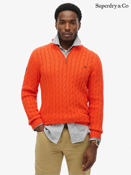 Superdry Orange Classic Cable Half-Zip Jumper (W12989) | €94