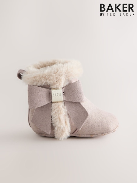 Mink Brown - Baker By Ted Baker Faux Fur Trim Padders Boots