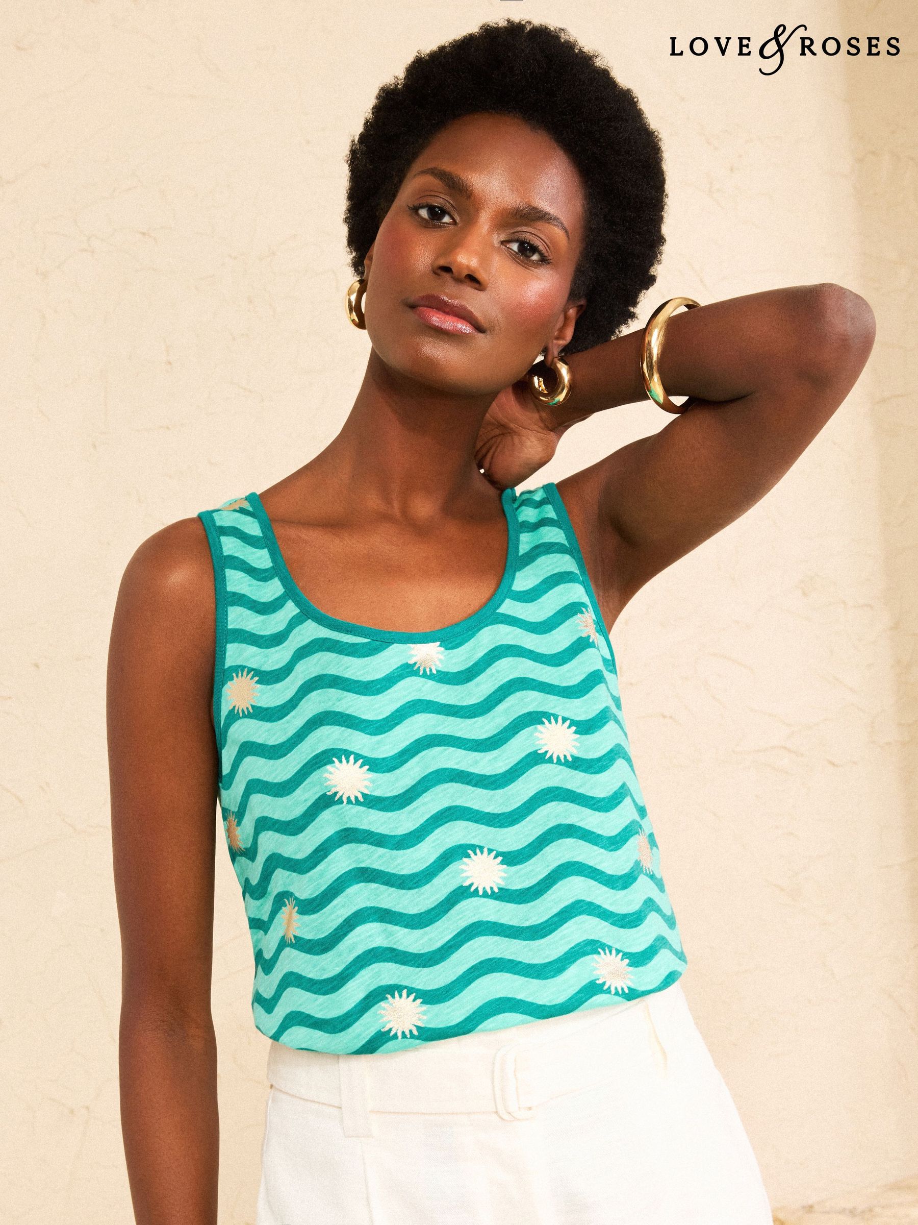 Buy Women's Tops Blue 100% Cotton Print Online | Next Lithuania