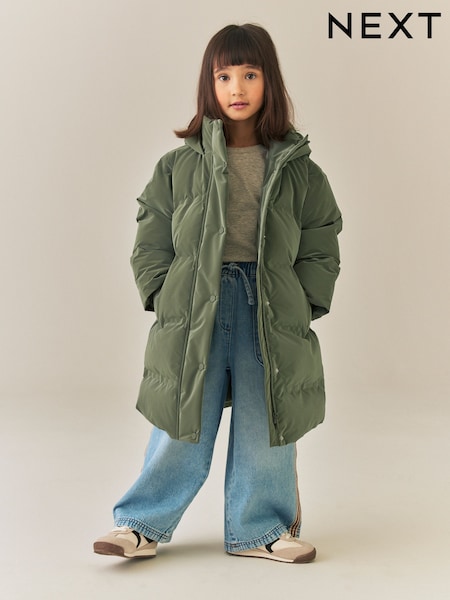 Khaki Green - Waterproof Faux Fur Lined Padded Coat (3-16yrs)