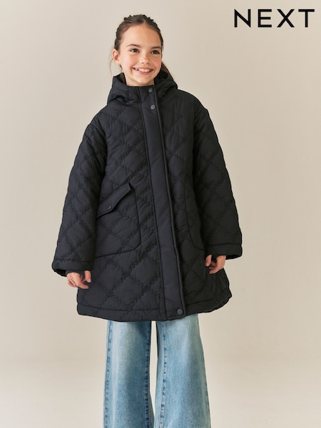 Black Heart - Quilted Shower Resistant Jacket (3-16yrs)
