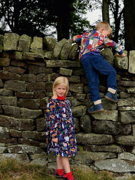 Boden Blue Ruffle Neck Woven Dress (W13526) | €58 - €67