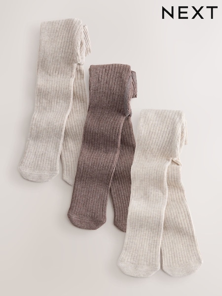 啡色中性 - Rib Baby Tights 3 Pack