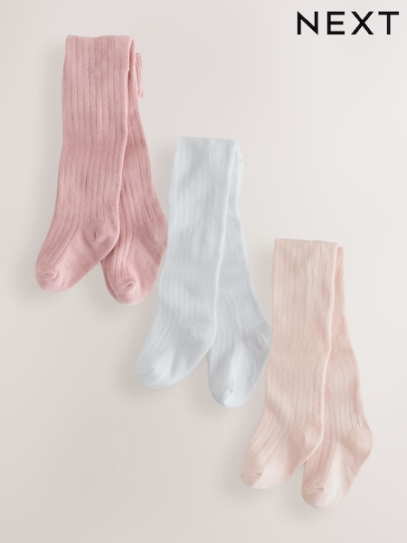 Rosa/blanco - Rib Baby Tights 3 Pack
