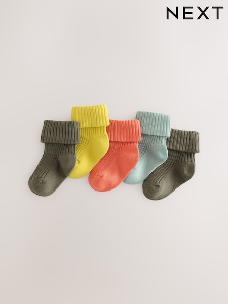 Autumnal Bright - Roll Top Baby Socks 5 Pack
