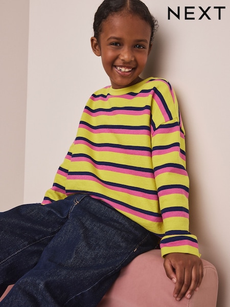 Yellow Stripe - Textured Long Sleeve Top (3-16yrs)