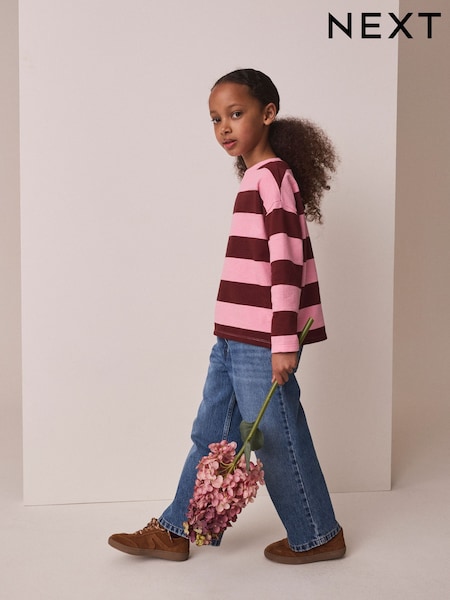 Pink Stripe - Textured Long Sleeve Top (3-16yrs)