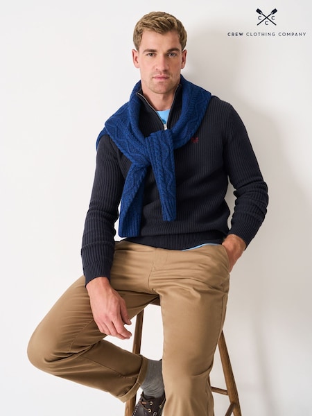 Crew Clothing Company Fisherman Rib Quarter Zip Jumper (W14051) | R$ 740