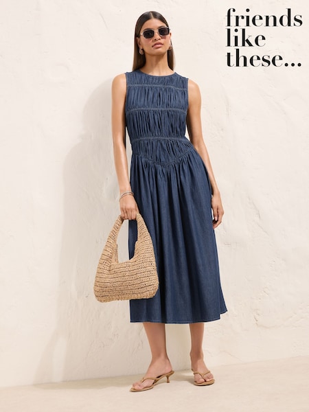 Rinse Wash - Friends Like These Midaxi Shirred Waist Chambray Dress