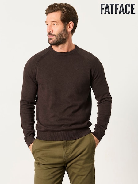 Suklaanruskea - Regular Fatface Crew Neck Knitted Jumper