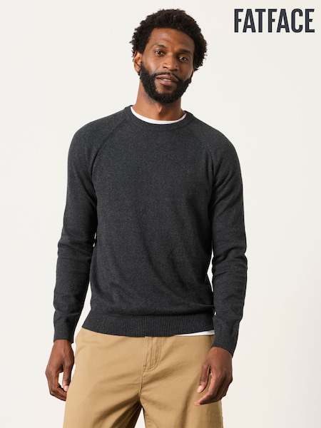 Charcoal Grey - Regular Fatface Crew Neck Knitted Jumper