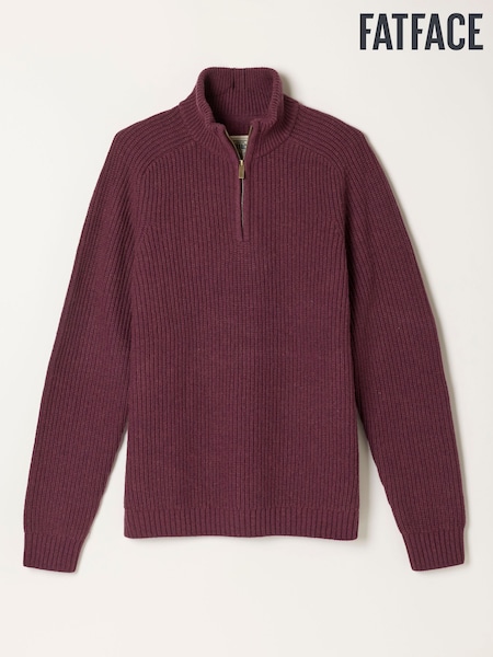 Dusky Purple - Regular Fatface Half Neck Knitted Jumper