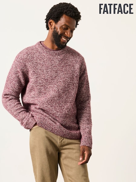 Burgundija Crveno - Regular Fatface Knitted Crew Neck Jumper