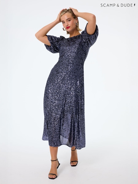 SCAMP & DUDE Puff Sleeve Midi Dress Sequin (W14629) | 212 €