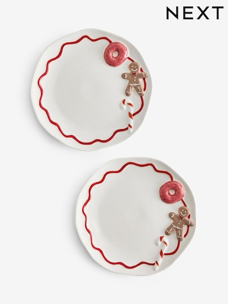 Set Of 2 Christmas Food Side Plates