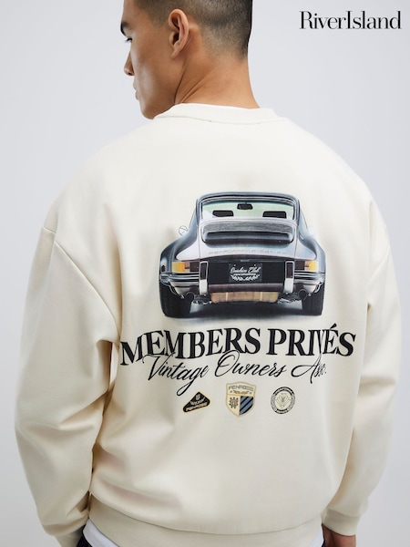 River Island Cream Regular Fit Palais Car Sweatshirt (W14824) | €62