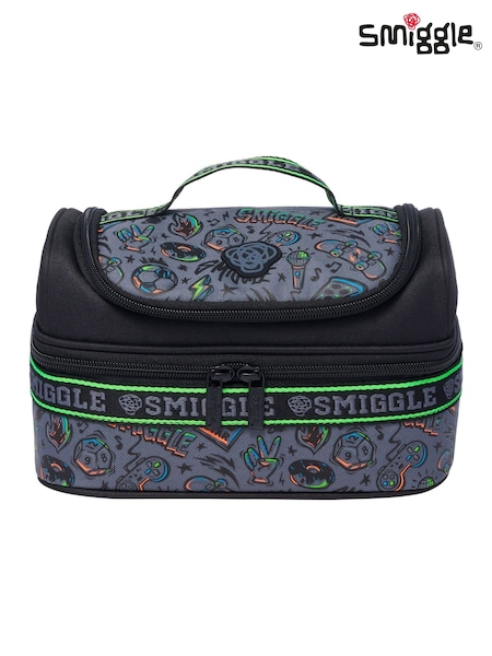 Smiggle Black Smiggler Double Decker Lunchbox (W14859) | 108 QAR